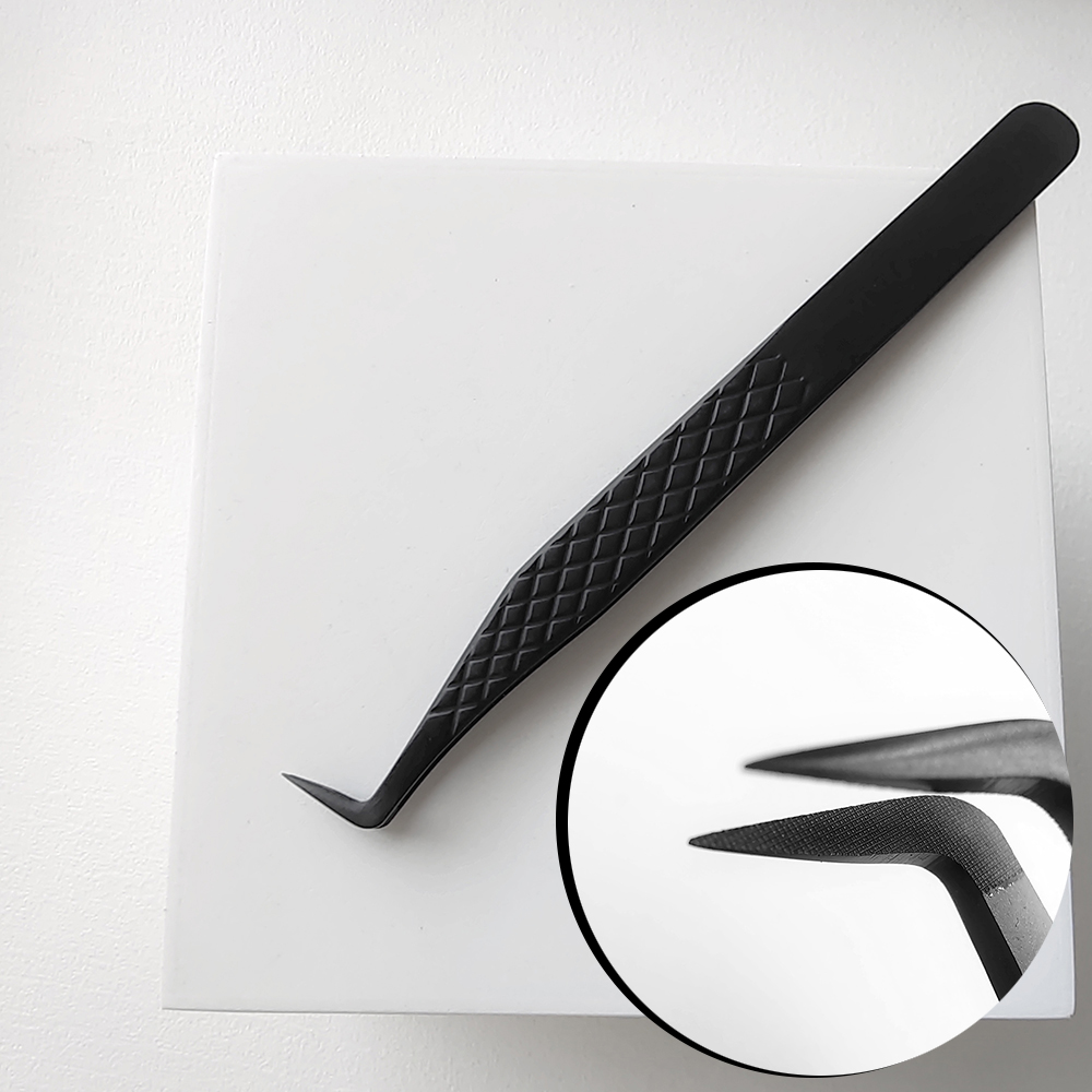 Pinzas para pestañas postizas con punta de fibra para extensiones de pestañas, pinzas negras, punta cerrada perfecta para pestañas: Verde
