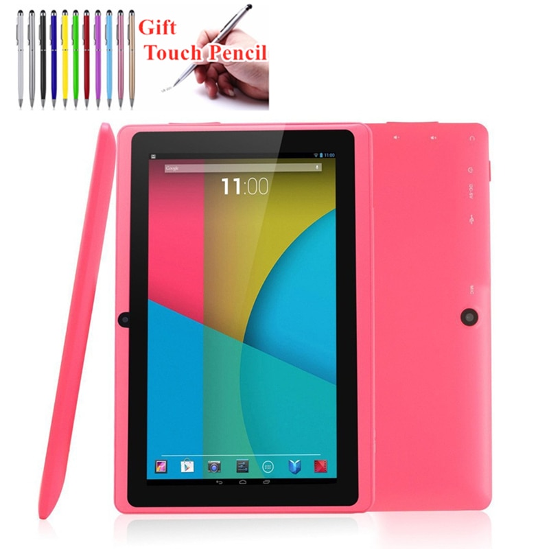Goedkope Kids 7 Inch Tablet Pc Q88 Pro Allwinner A33 Tablet Quad Core 512Mb + 8Gb Android 4.4 1024*600 Dual Camera Bluetooth