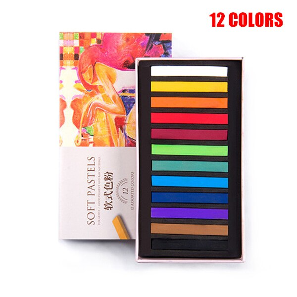 Blød pastel sæt firkantet pastel kridt firkantet kunstner pastel sæt boks  of 12/24/36/48 forskellige farver  b88: 12 farver