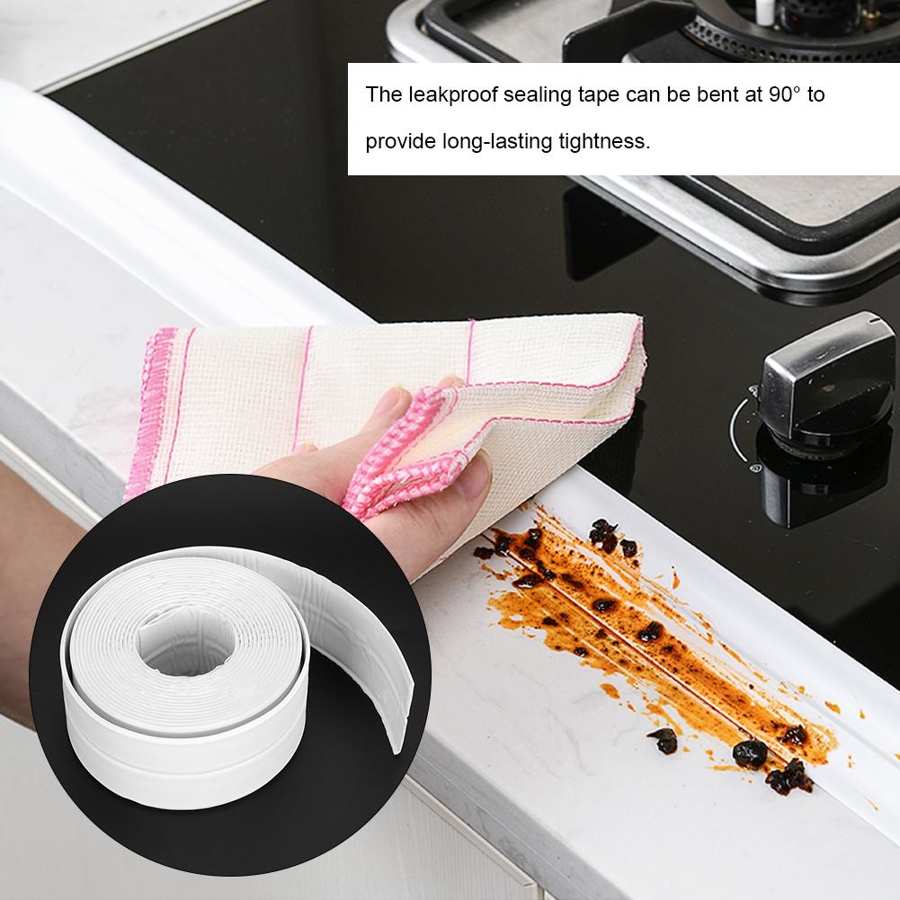 38mm Width Household White Self-Adhesive Mildewproof Waterproof Wall Sealing Strip Tape for Bathroom Kitchen kichen accessories