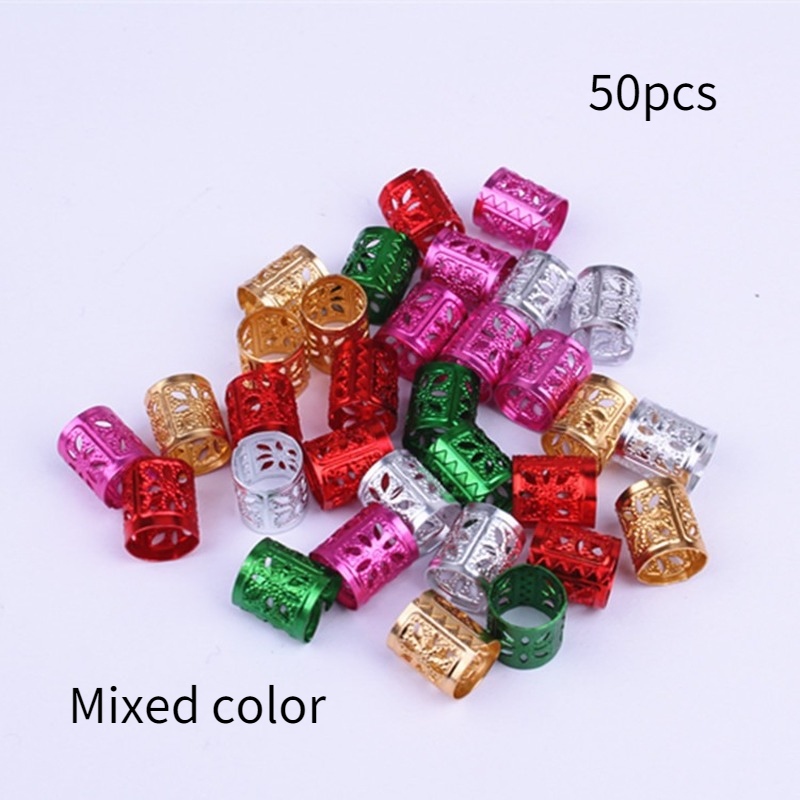 50-100 unids/bolsa, anillos ajustables para trenzas de pelo de colores mezclados, tubos de cuentas para rastas, anillos para el cabello, Clips para puños, horquilla, decoraciones, joyería: Rojo rosado