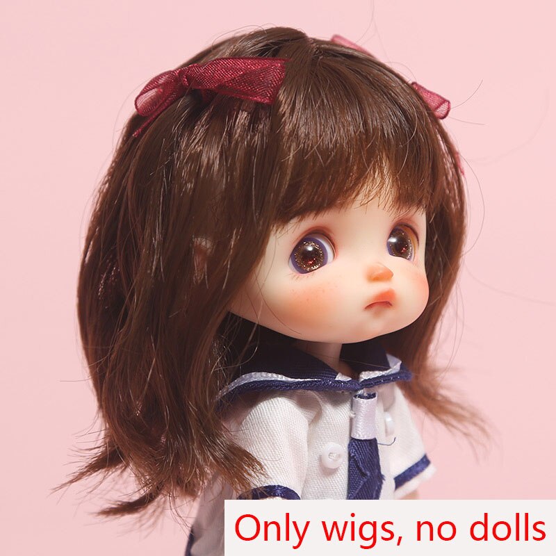 BJD doll wig 1/8 MSD YOSD DD wig pink Golden white Bangs Ponytail Long Curly Hair BOBO Short Hair Straight hair Wigs for doll: Wig only-13