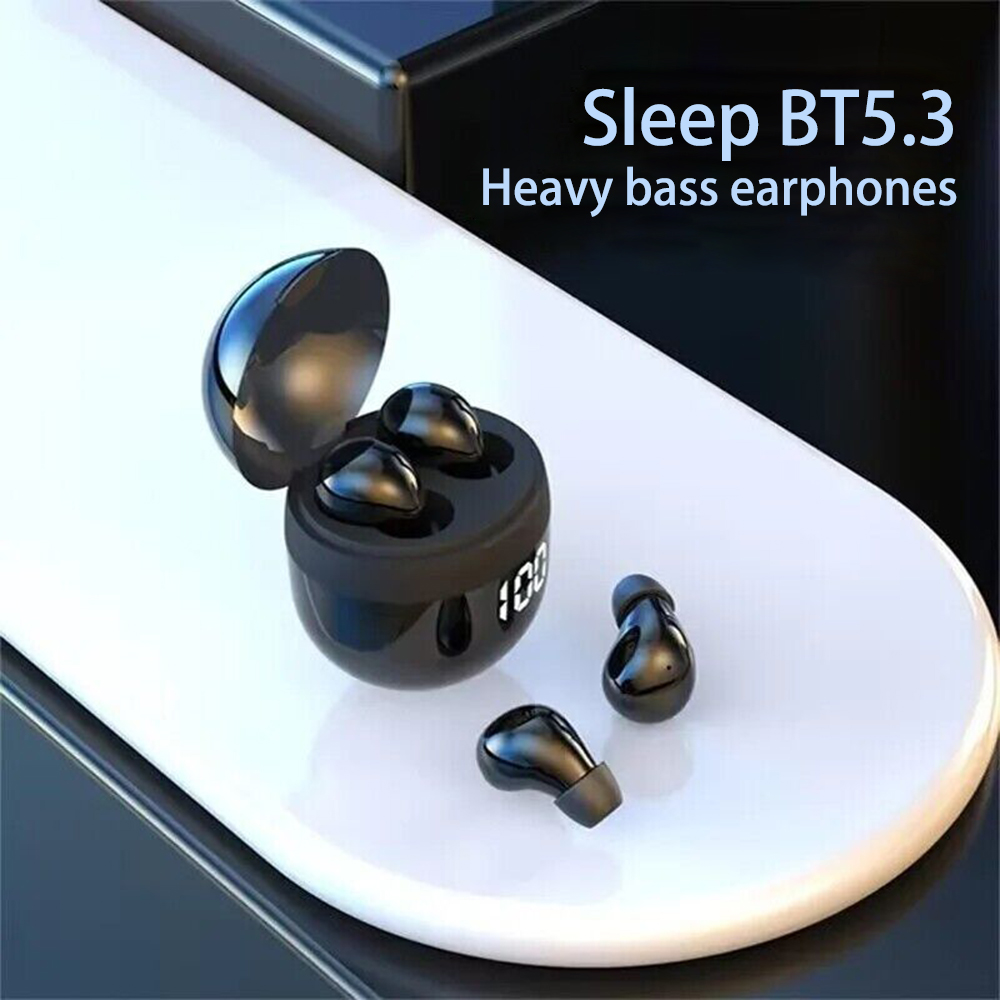 SK18 Mini Invisible Headphones Wireless Bluetooth 5.3 Headphones Bass Sleeping Headphones with Microphone Noise Cancellation HD