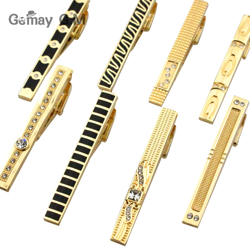 Nowe złote spinka robić krawata dla mężczyzn klasyczny miernik spinka robić krawata s stop spinka robić krawata złoty krawat kołnierz Szpilka kryształ biznes Corbata