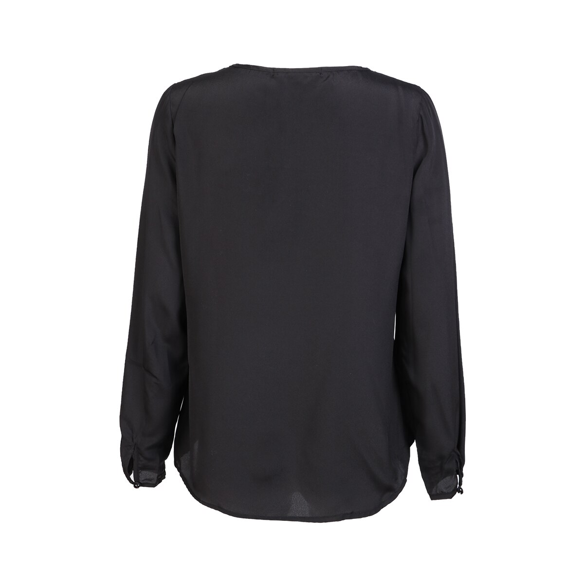 HYH HAOYIHUI otoño mujeres negro Casual gasa completo sólido cuello redondo camisa para dama