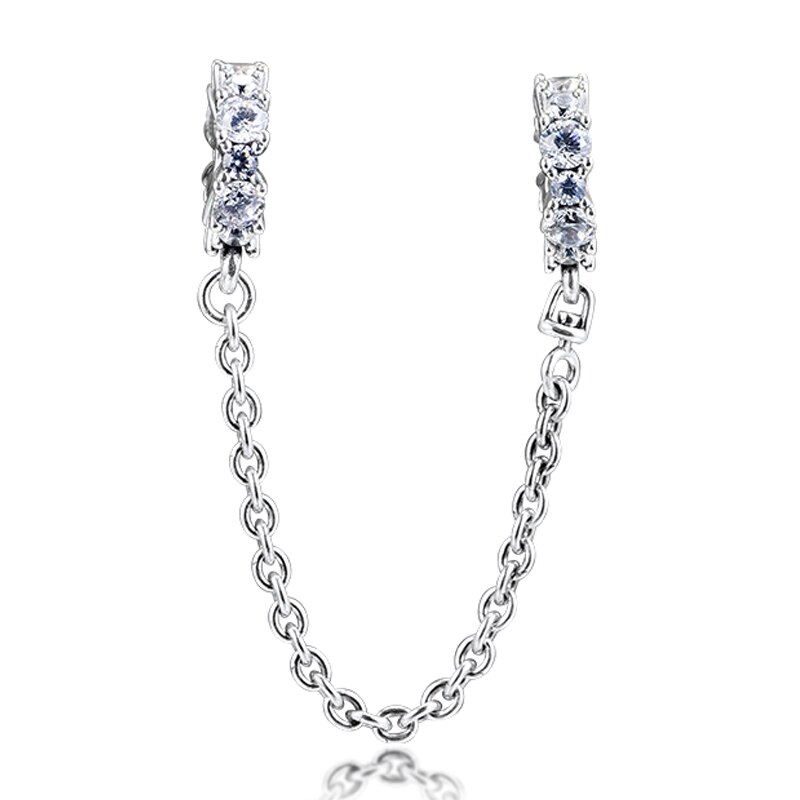Winter 100% 925 Sterling Silver Sparkling Sunburst Clip Geometric Shapes Clip Clear Shining Charm Safety Chain: Tran-Blue