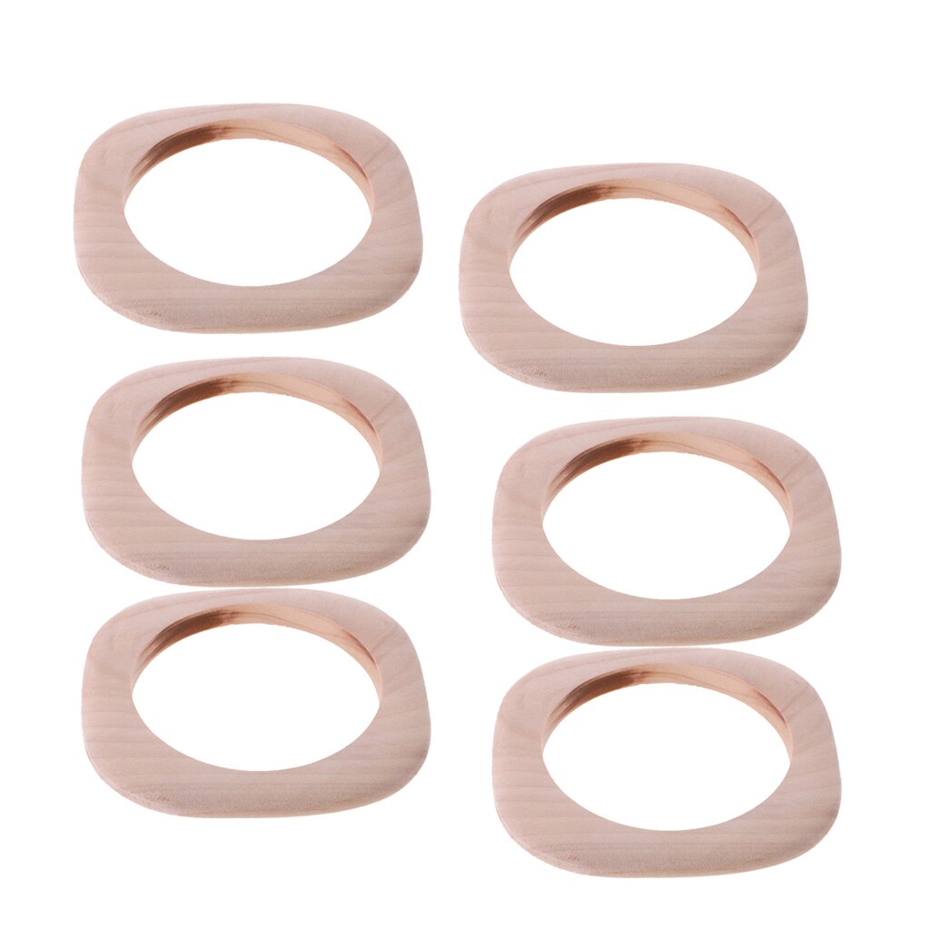 6Pcs Sample Set Square Unfinished Wood Bangle Bracelets DIY Craft