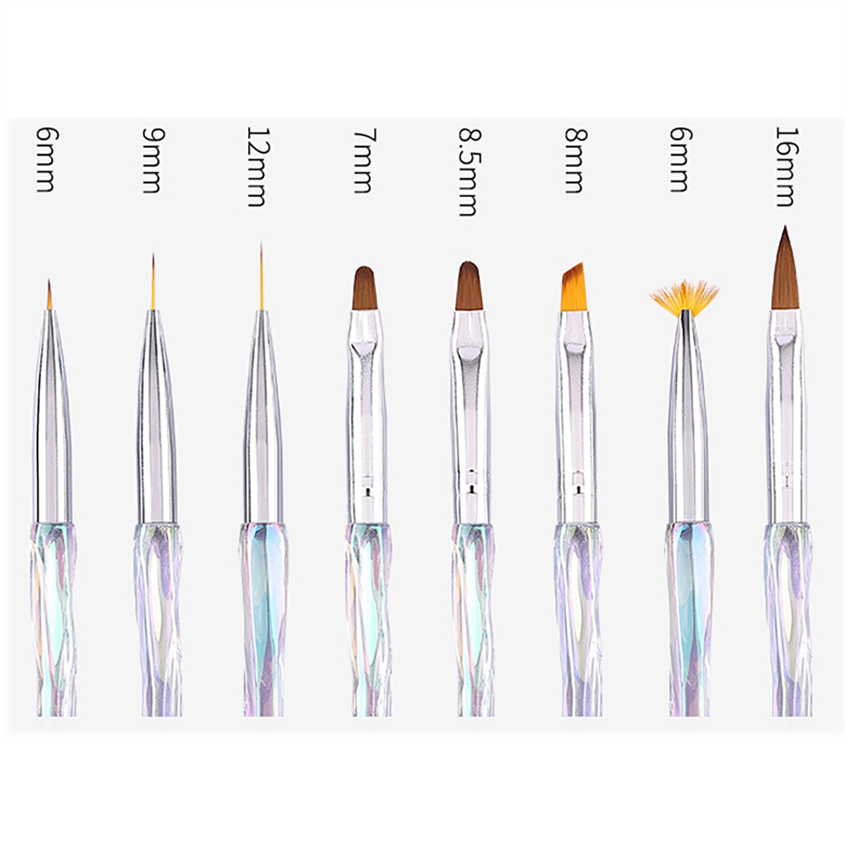 Juego de pinceles para uñas, herramientas de fototerapia, pinceles para pintar, dibujar y mejorar las uñas, Gel Uv, 8 unidades