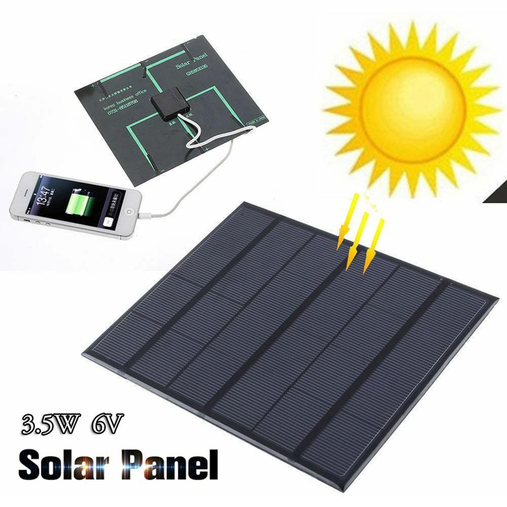 Solar Panel System Charger 3.5W 6V Charging for Mobile Phone Power Bank Camping 165x135x2mm--M25
