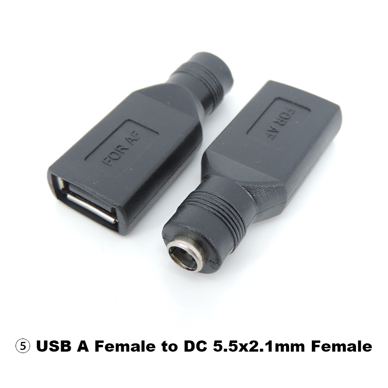 usb type A female to DC male 2.5x0.7 3.5x1.35 4.0x1.7 5.5x2.1 5.5x2.5 male 5.5x2.1 jack female power adapter connector converter: Ivory