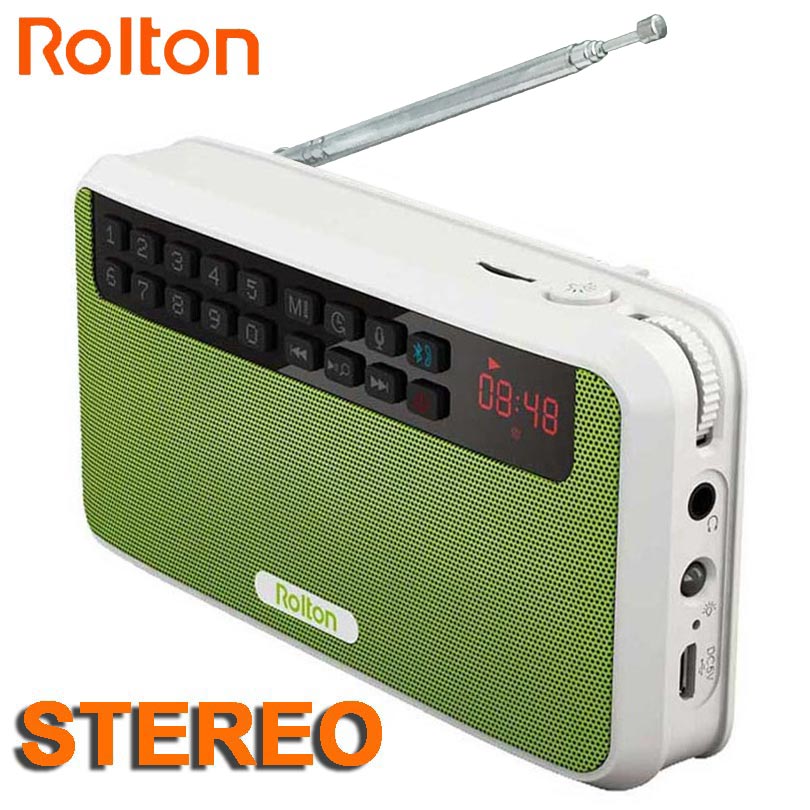 Rolton  e500 bærbare bluetooth-højttalere bas dual track højttaler sport og stereo fm radio tf kort usb  mp3 søjle og lommelygte: Grøn