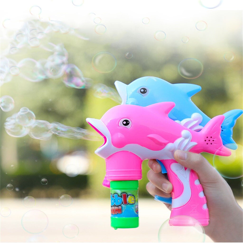 Electric Dolphin Bubble Gun Fully Automatic Children's Cartoon Electric Music Light Dolphin Bubble Machine