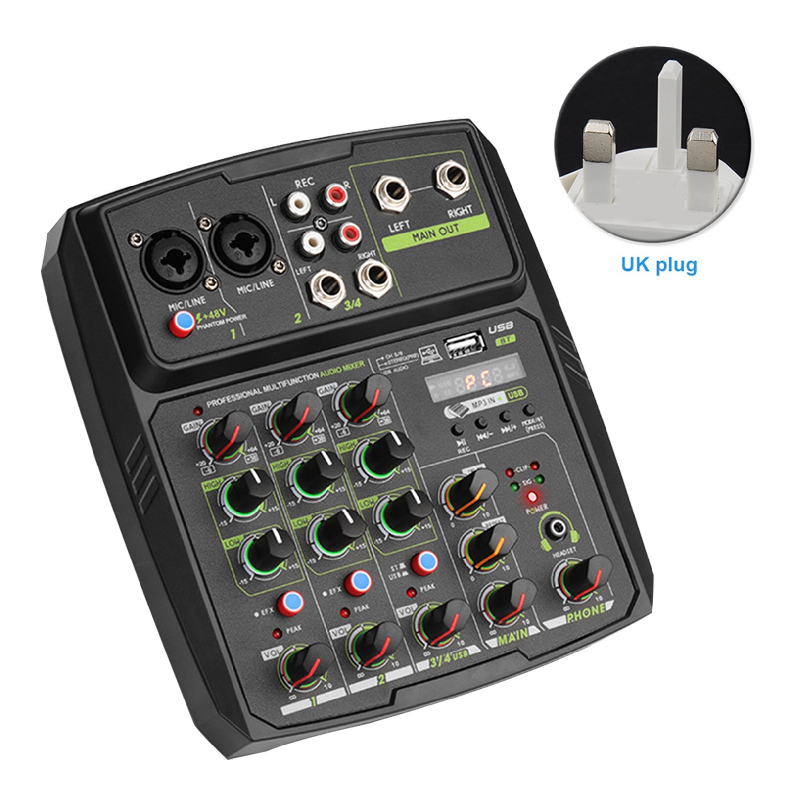 4 Channels Multifunction Home Studio Equipment Mixing Console Party Computer Music Recording Mini USB Stereo Audio Mixer