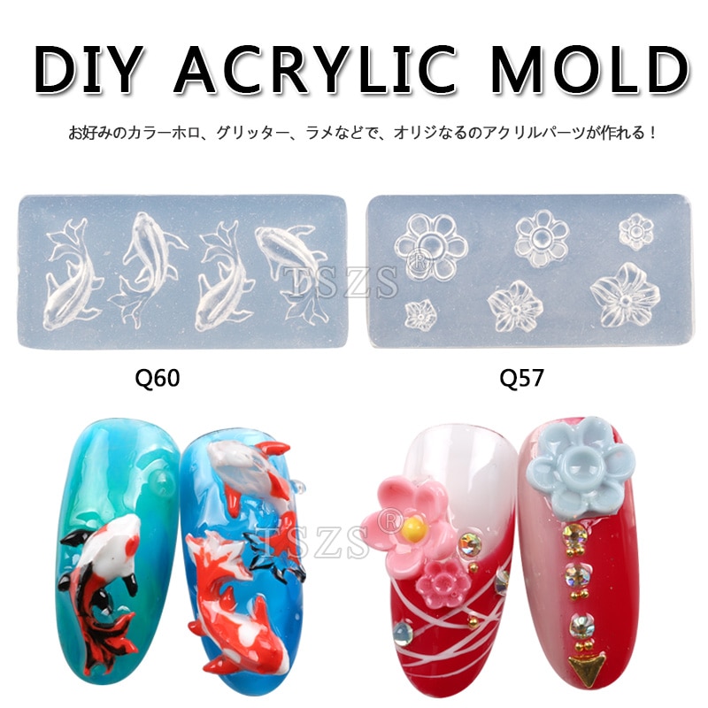 8 stk/parti blomst fiskeblade nail art form 3d silikone negle udskæring stempling nail art skabelon gør det selv holdbar manicure indretning