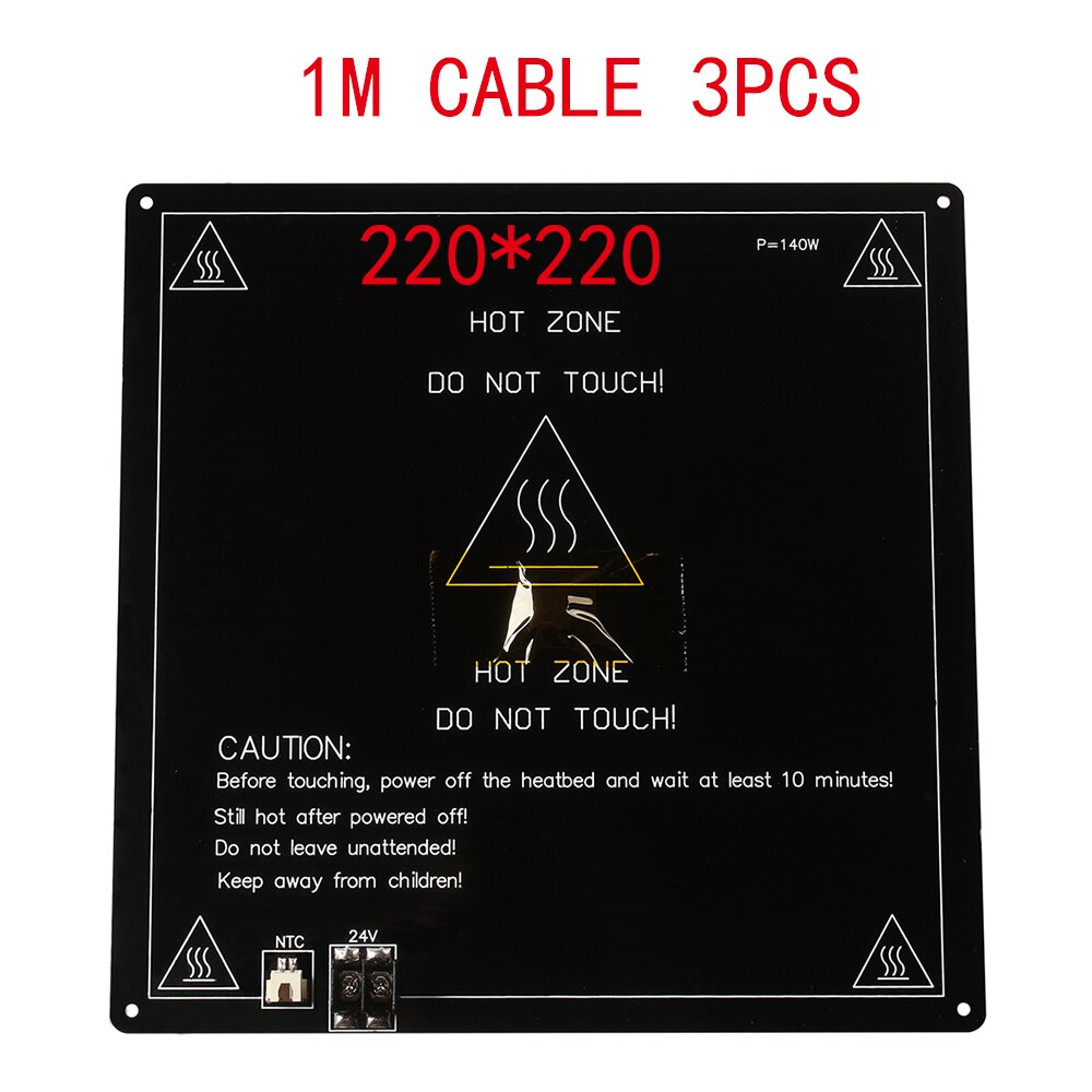 3D Printer Parts Black Aluminum Substrate Heated Bed MK3 MK2a MK2b hotbed Plate bed Platform 24V 220mm 310mm NTC100K DIY Kit: 220x220 With1M