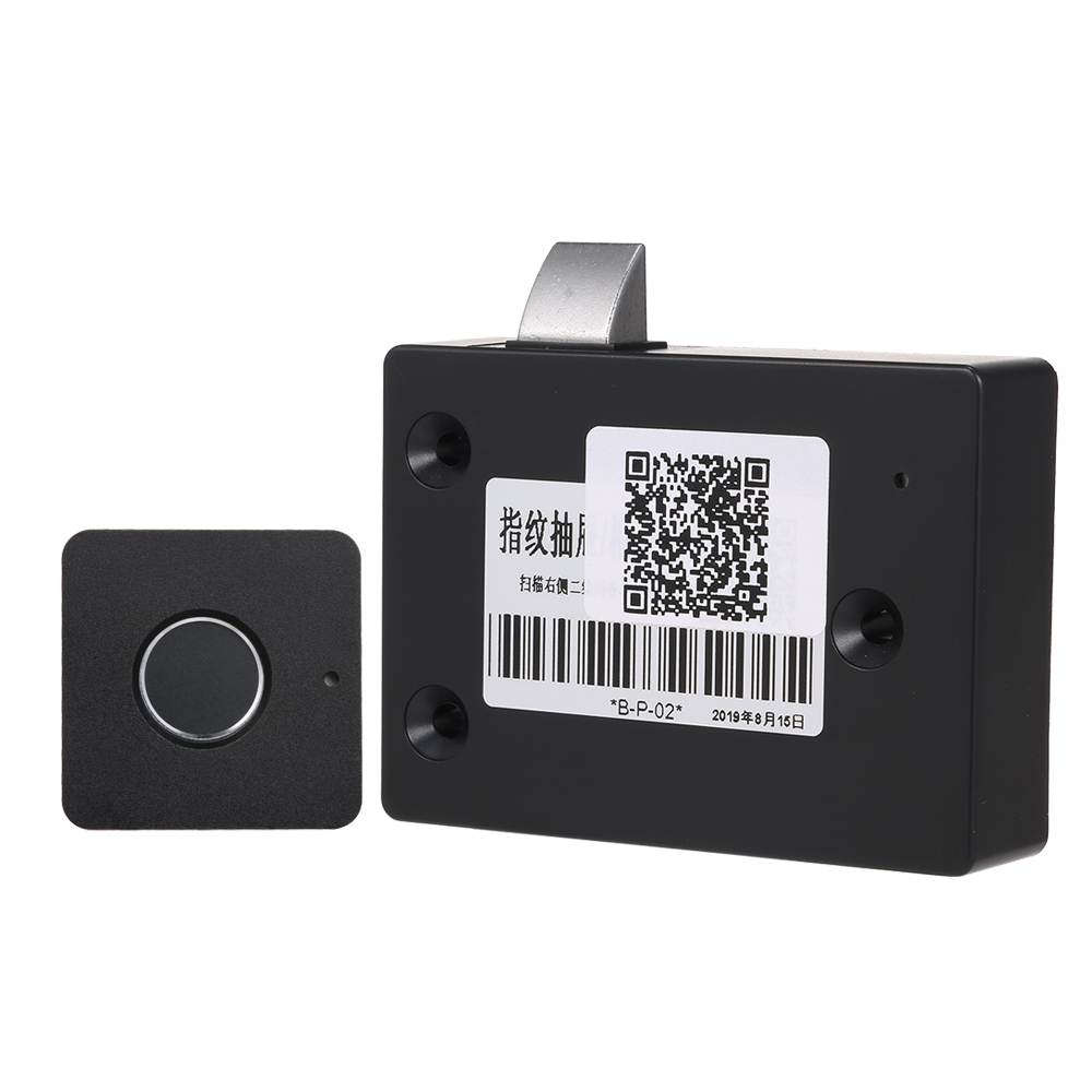 Smart nøglefri fingeraftrykskabslås biometrisk elektrisk lås fingeraftryksskuffelås til kontorskuffe arkivskab sort