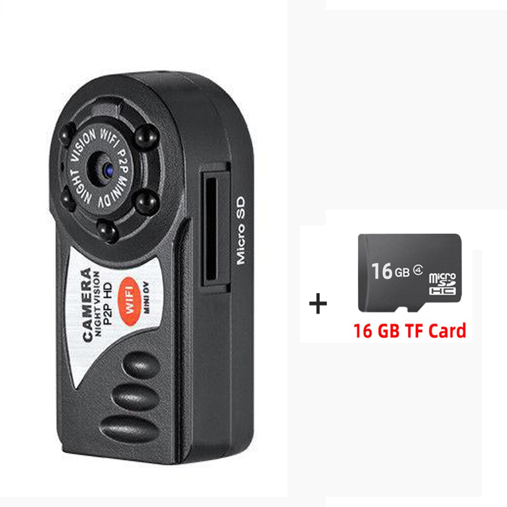 EVKVO Q7 Mini caméra WIFI 1080P HD sans fil DV DVR IR Vision nocturne caméra enregistreur de vidéosurveillance de sécurité: Camera Add 16G Card