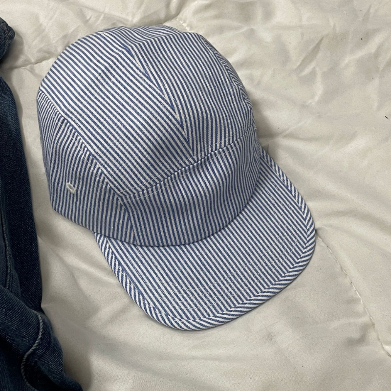 Gorra de béisbol de 5 paneles a rayas para hombres y mujeres, sombreros versátiles de ala plana, adecuados para las cuatro estaciones, urbana, Popular Ins: camouflage