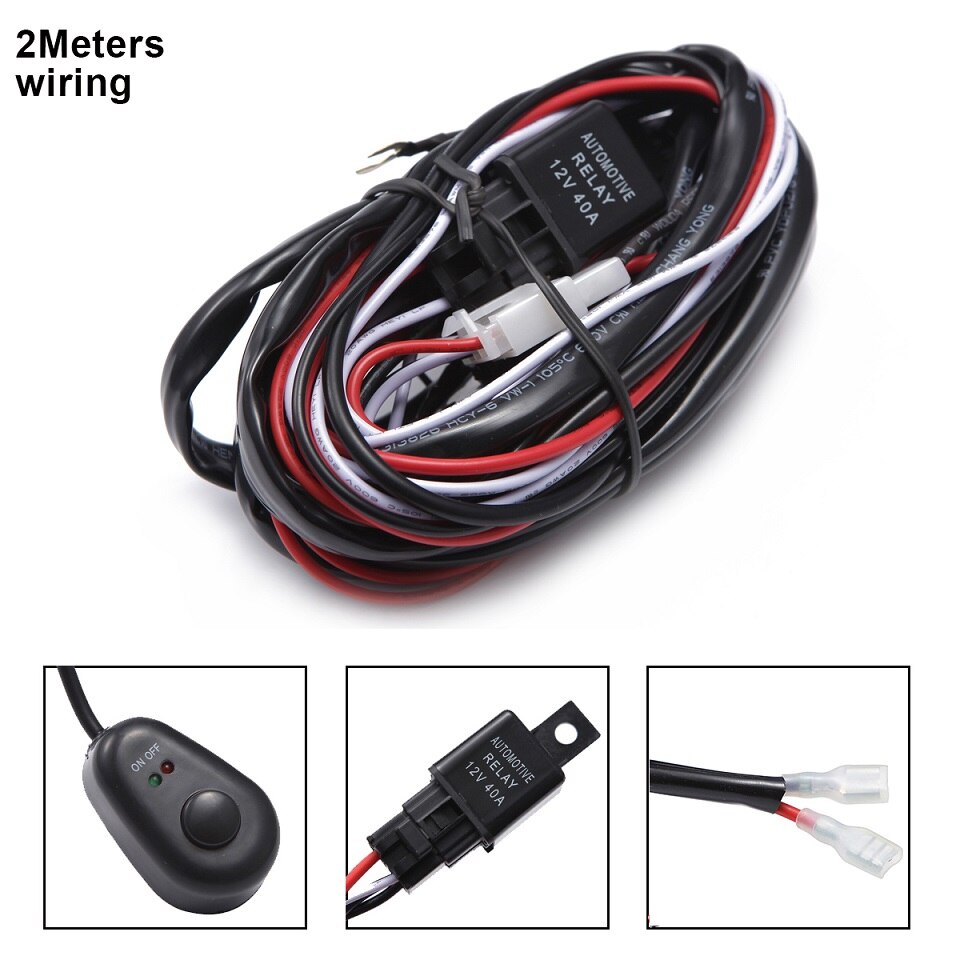 Offroad led arbetsbelysning 12v 24v combo 4-44 tums bil lastbil suv 4wd 4 x 4 atv släp pickup ytterligare extra körlampa: 2m ledningsvävstolar