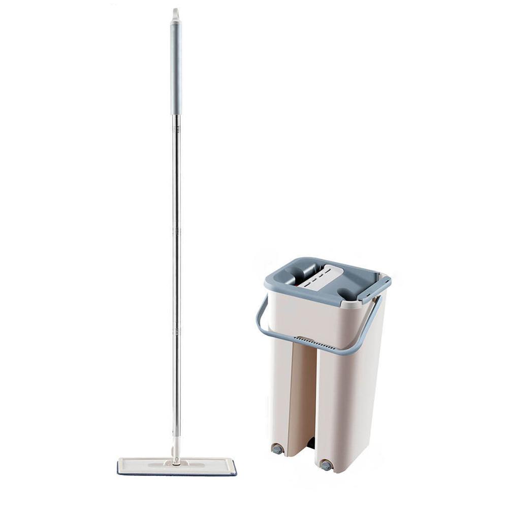 drücken-Typ Kehrmaschine Edelstahl Magie Besen Kehrschaufel Griff Haushalt Staubsauger Hand drücken Kehrmaschine Boden Roboter: 4Stck Mopp Stoff