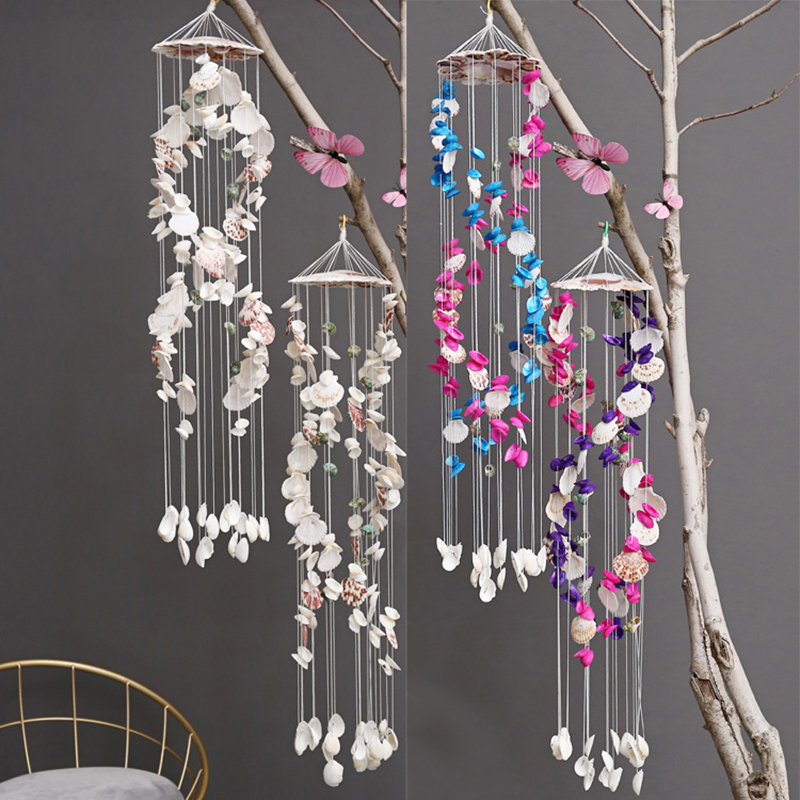 1Pcs Natuurlijke Schelpen Wind Chime Outdoor Opknoping Prachtige Schelp Windbell Eolische Bells Ambachten Ornamenten Tuin