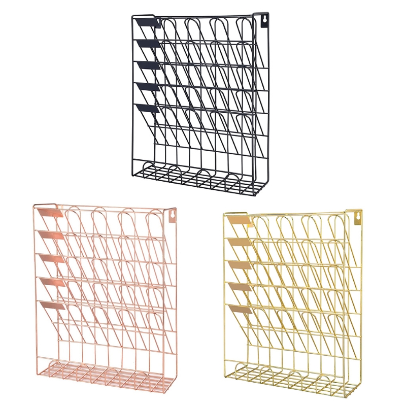 Hanging File Holder 6 Tier Wall Mount File Organizer Magazine Rack Metal Multipurpose Use for Office School Home