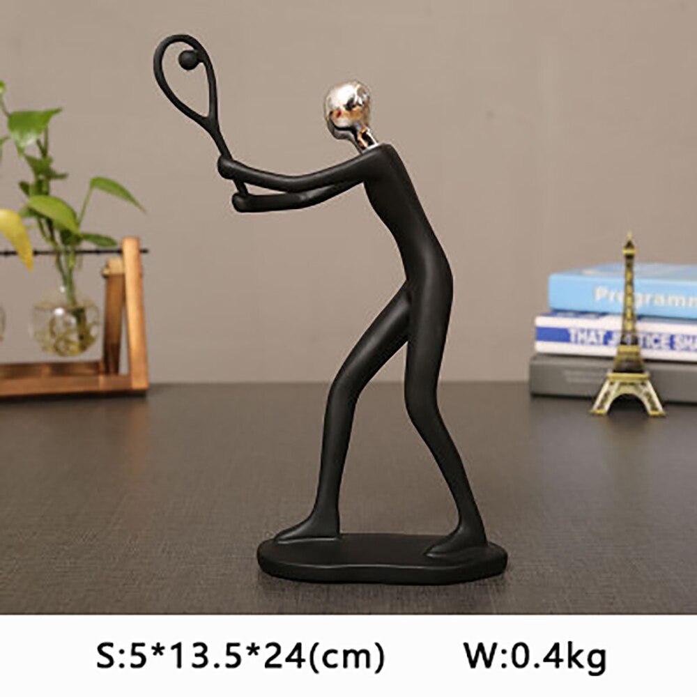 Harpiks sport mand golf cykel statue sorte figurer håndværk ornamenter enkel boligindretning vinskab dekorationer  d057: D