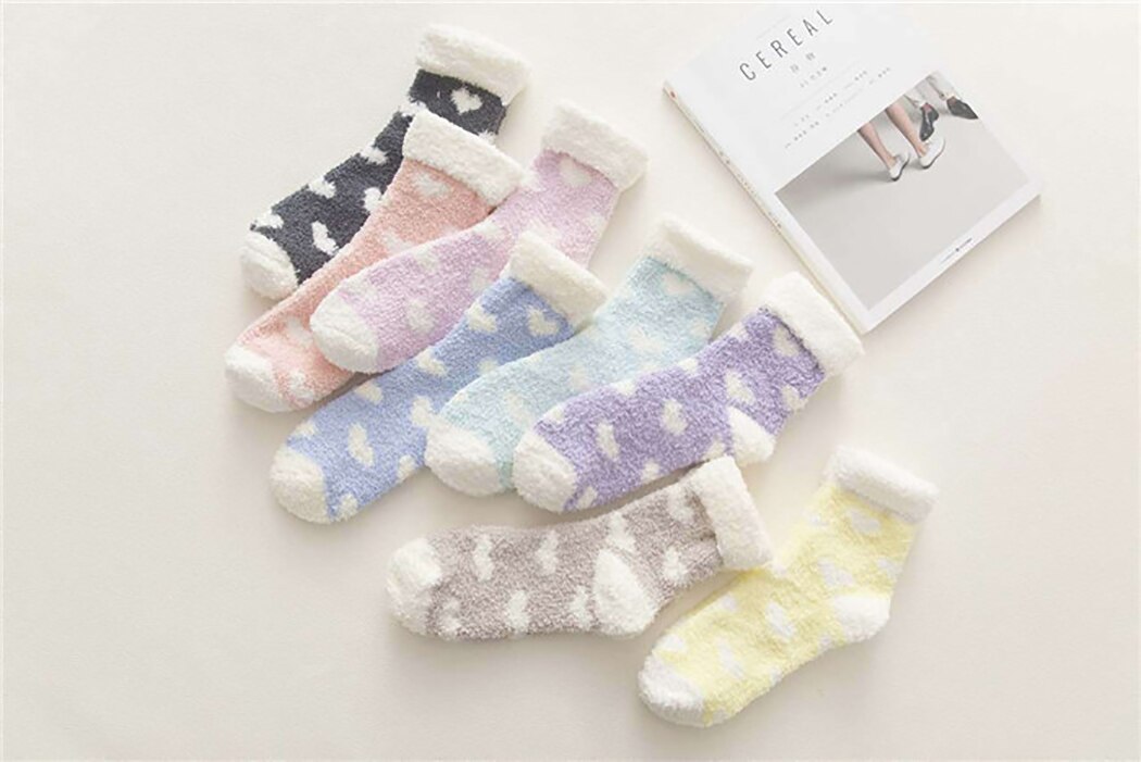 Candy Warm Lady Heart Cute Winter Kawaii Thick Casual Women Socks Fuzzy Fluffy Terry Warm Socks Short Cute Cotton Socks Female