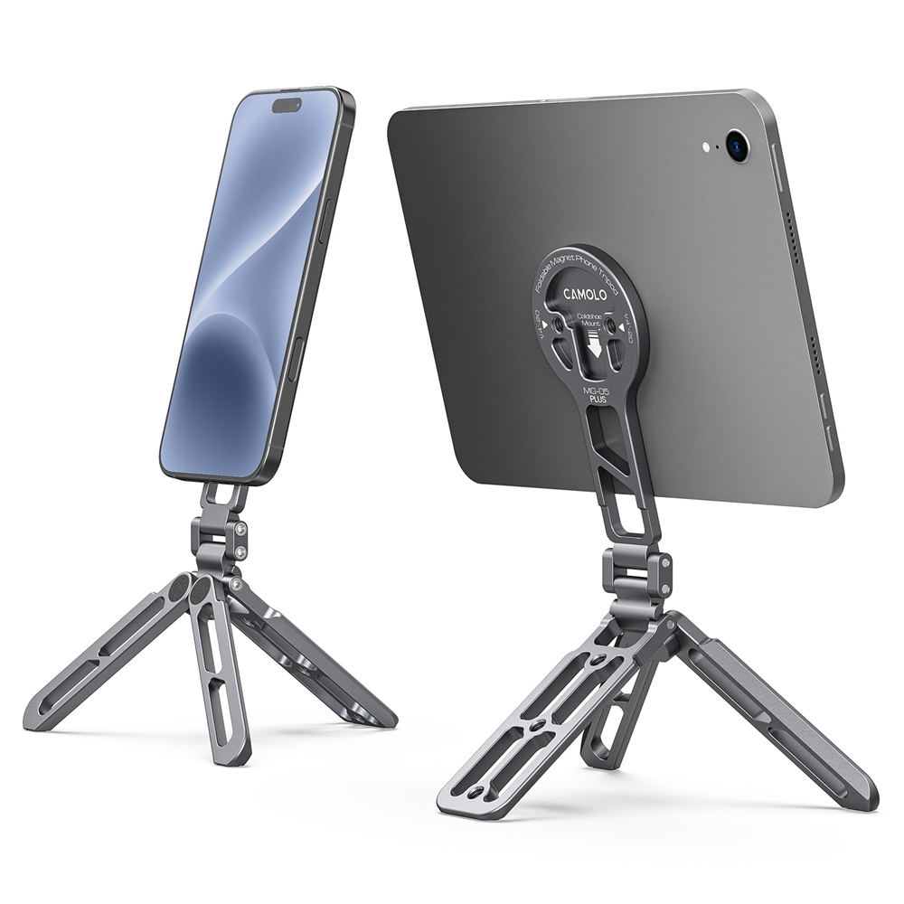 Supporto magnetico pieghevole per telefono tablet Maniglia per telefono Supporto per treppiede con supporto da scrivania Arca ColdShoe per iPhone 16/15/14/13 XIAOMI Magsafe