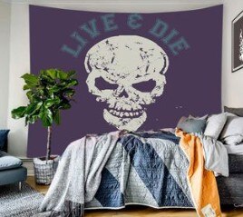 Vegg tapetry skull print husholdning vegg tapet halloween vegg hengende teppe dekorativ klut: H