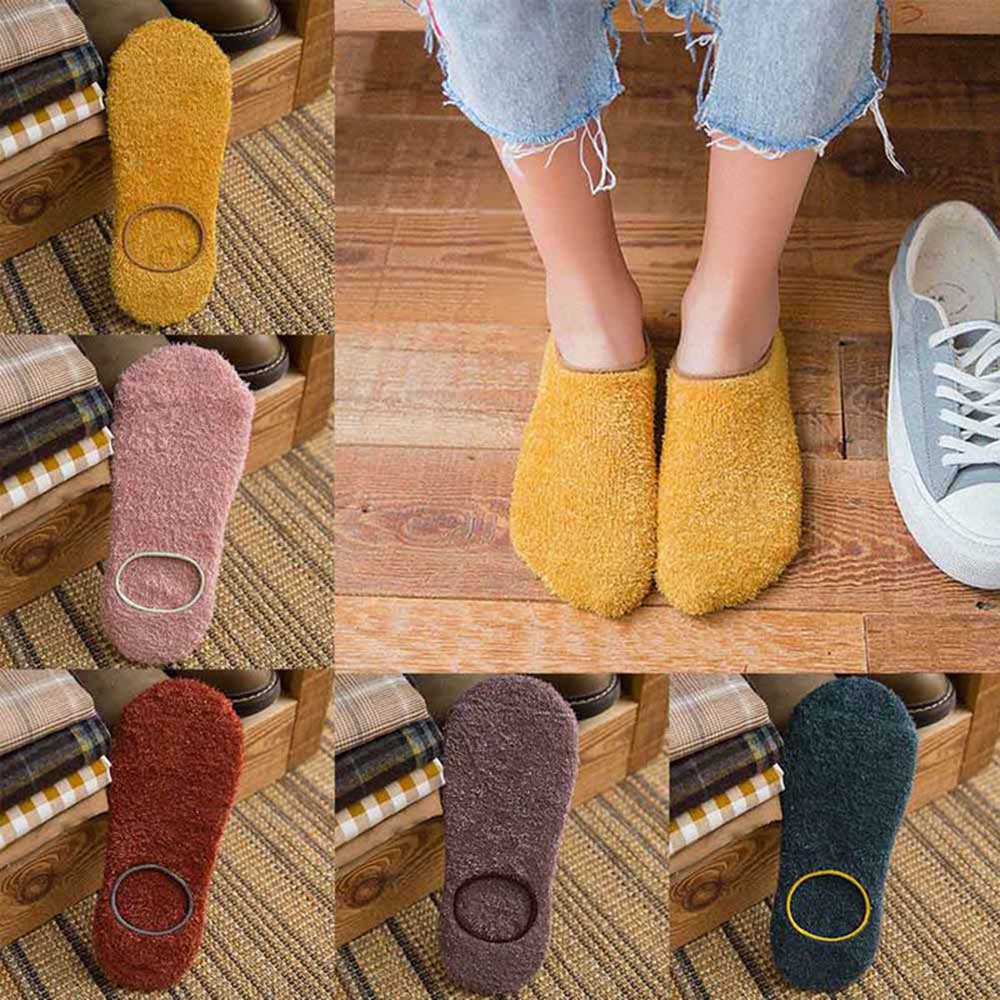 1 para kobiety jesień zima domu ciepłe włochate miękkie podłogi aksamitne skarpetki krótkie zagęścić owłosione miękkie niewidoczne skarpetki zimowe kobiety