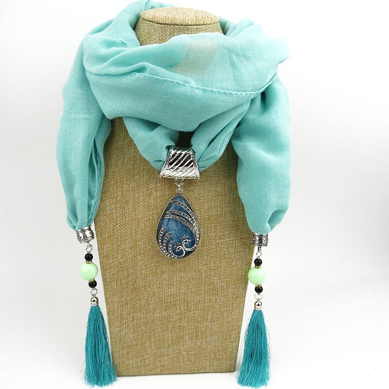 luxus Frauen Schmuck Anhänger Wasser Tröpfchen Baumwolle Schal Lange Quaste wickeln Weich Halskette Weibliche Foulard Muslimischen Kopf scarve: 7