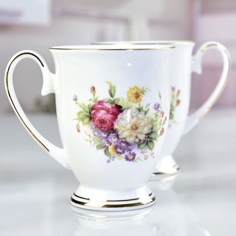 JOUDOO-tasse créative en céramique, famille royale, 350ml, tasse créative pour le café, le lait, le thé, dorée, incrustée, tasse de petit-déjeuner