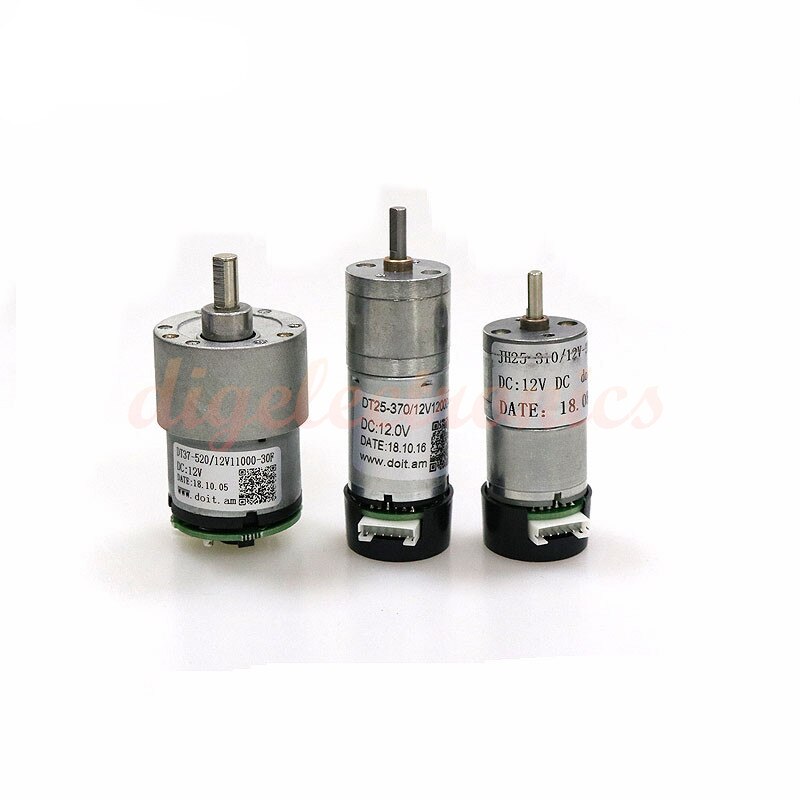 25 / 37mm DC Gear Motor Encoder 9V / 12V High Torque Brushed Geared Hall Sensor Test Speed Motor for Robot Smart Car Toy Model