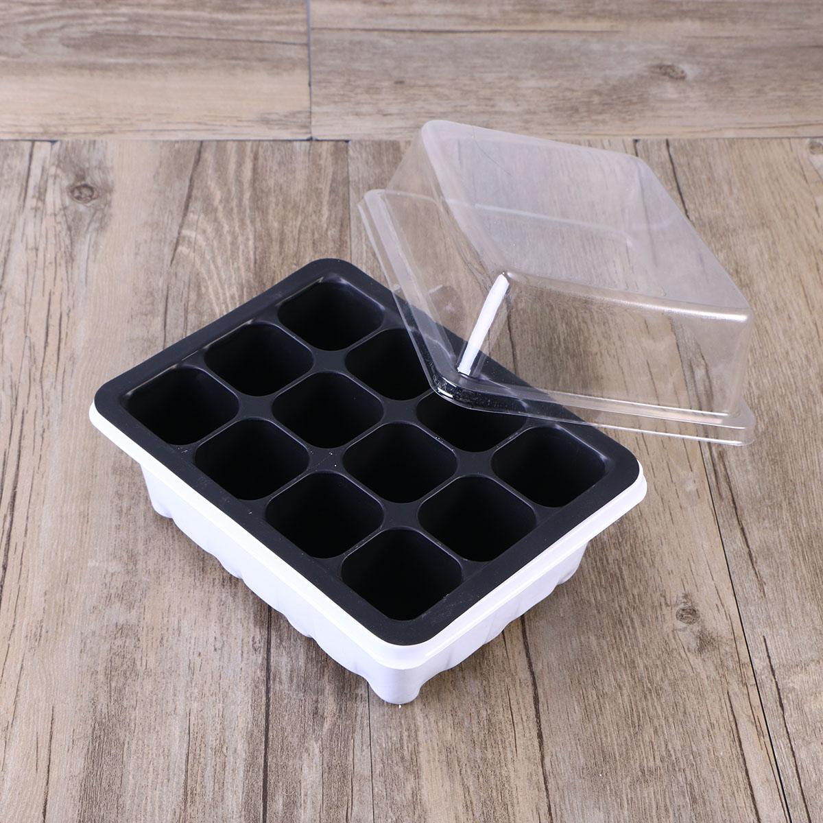 10 Pack Zaailingenplateau Zaad Starter Lade met Koepel en Base 12 Cellen Voor Tuinieren Bonsai-Wit