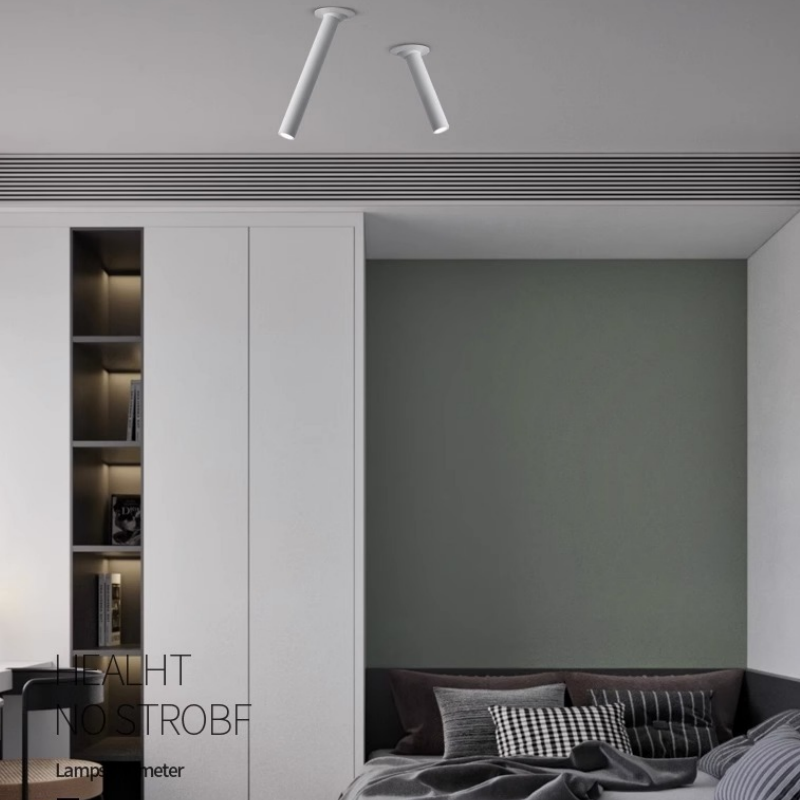 Lámpara LED de techo de tubo largo regulable integrada, luz de techo giratoria en ángulo COB de 12W para cocina, dormitorio, imagen, fondo de TV
