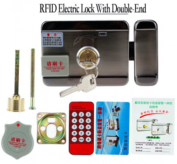 Access control lock metal mute electric lock RFID security door lock EM lock with rfid key card reader for apartment: RFID double