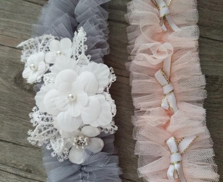 wedding garter Flower Pearl Garter Handmade Bowknot garter gatsby style plus size Elasticity garter