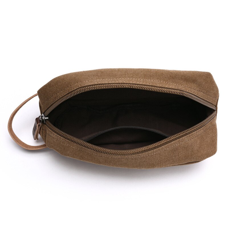 Neue Leinwand Kosmetik Tasche mit Leder Griff Reise Männer Waschen Rasieren Toiletry Lagerung Wasserdichte Wc Veranstalter Tasche Necessaire