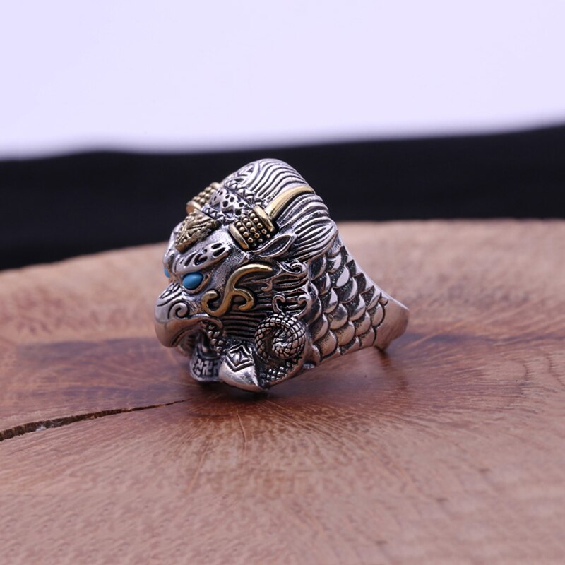 Anello di 100% Reale 925 Gioielli in argento sterling Epoca Animale Desert Eagle Intarsiato Pietre Anello Regolabile Donne Degli Uomini Dei Monili FR35