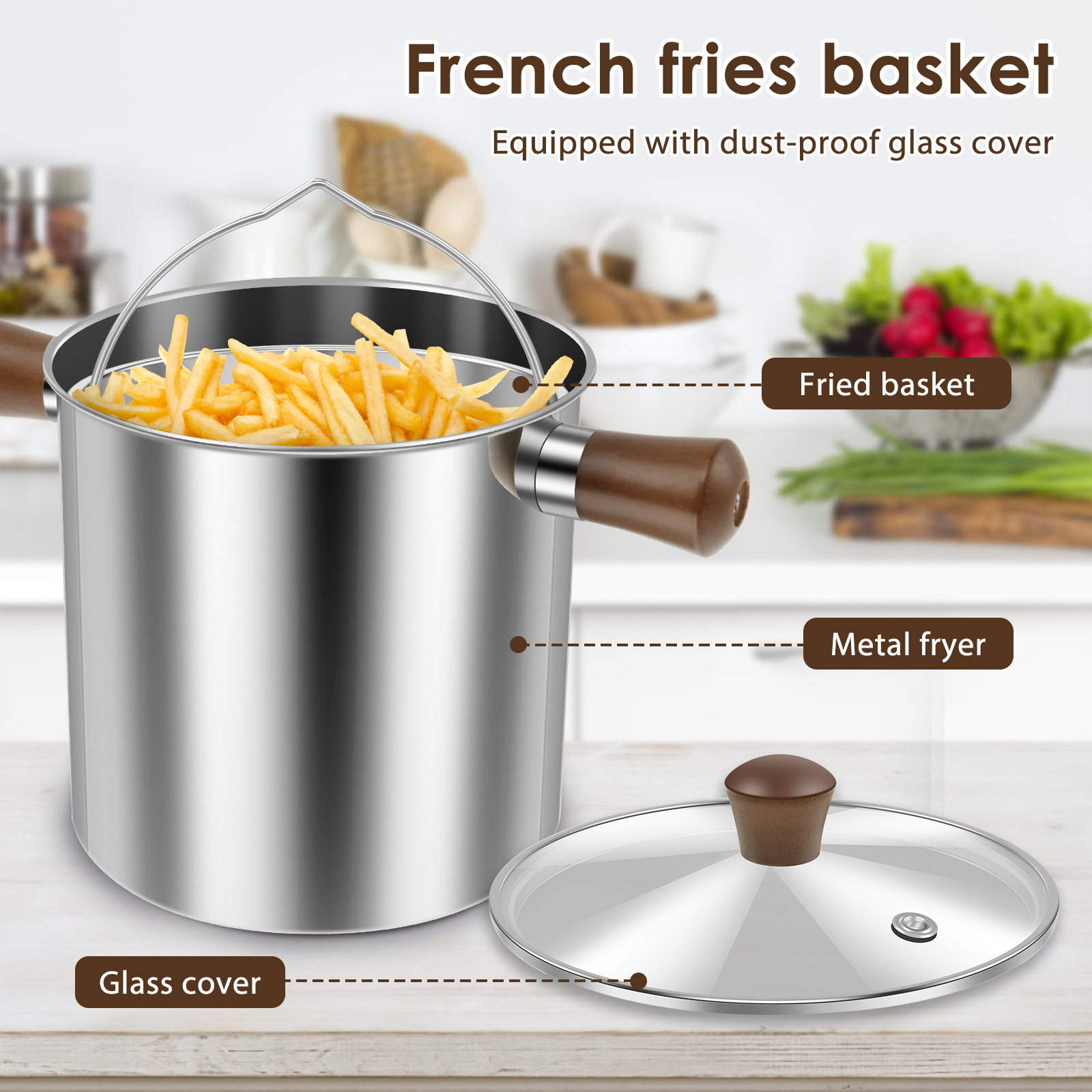 Cooking Pot Deep Fryer Versatile Aluminum Fryer Pot with Basket and Lid Food Grade Deep Fryer Multifunctional Deep Frying Pot
