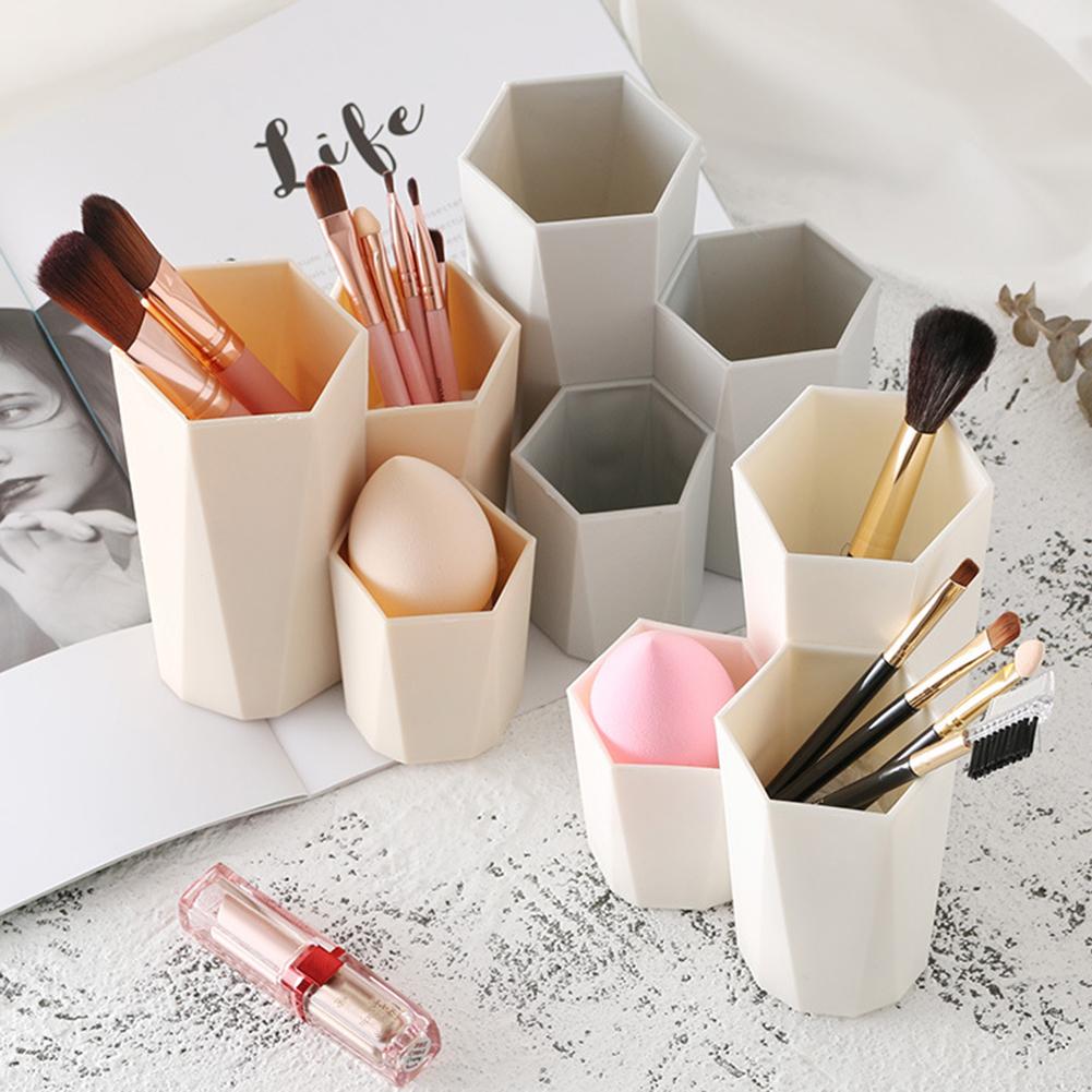 Caja de almacenamiento de cosméticos de escritorio de plástico pinceles para lápiz labial soporte organizador cajas de esmalte de uñas joyería estante de exhibición Kits de herramientas de maquillaje