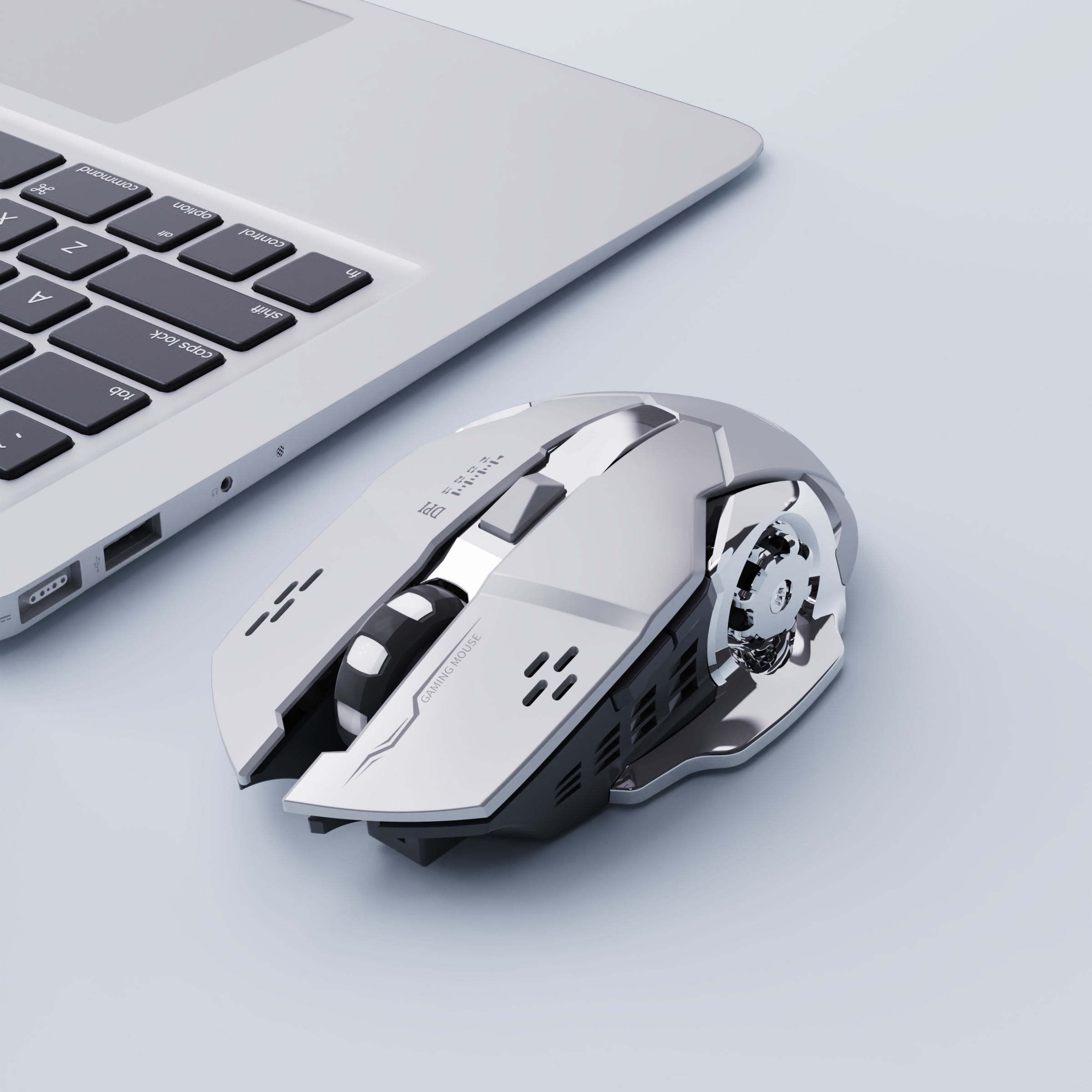 Eweadn  g306 spillmus, stillegående, trådløs bluetooth, for spilling og kontor, ergonomisk, komfortabelt grep, for pc, bærbar pc, e-sport: Sølv