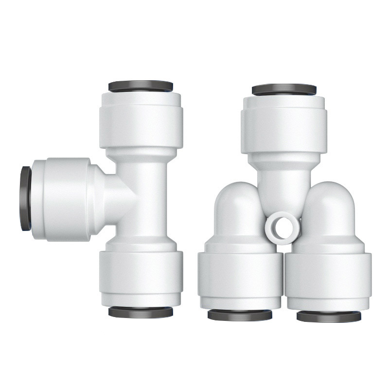 Conector de tubo de PE tipo T, rosca macho hembra, conexión rápida, manguera 1/4 3/8, filtro de agua, piezas de ósmosis inversa