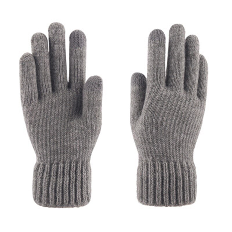 Herre & #39 ;s plus fløjl fortykket strik ulden cykel luffer vinter cashmere elastisk touch screen kørehandsker  h49