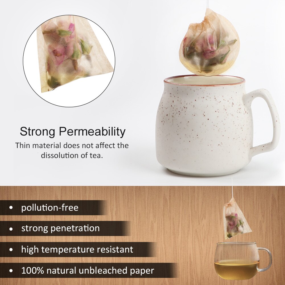 300pcs Filter Paper Tea Bag Infuser Safe Environmental Disposable Empty Unbleached Drawstring Non-toxic Strong Penetration