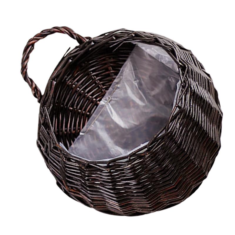 Willow Retro Straw Flower Pot Wicker Rattan Wall Hanging Flowerpot Home Garden Decoration Flower Basket Container Dropping