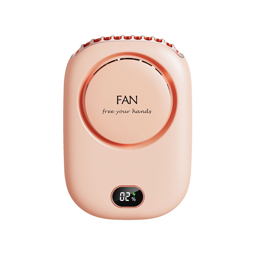 Mini Portable Neck Fan USB Rechargeable Bladeless Fan Ventilador Hanging Handheld Silent Digital Display Electric Cooling Fans: Pink