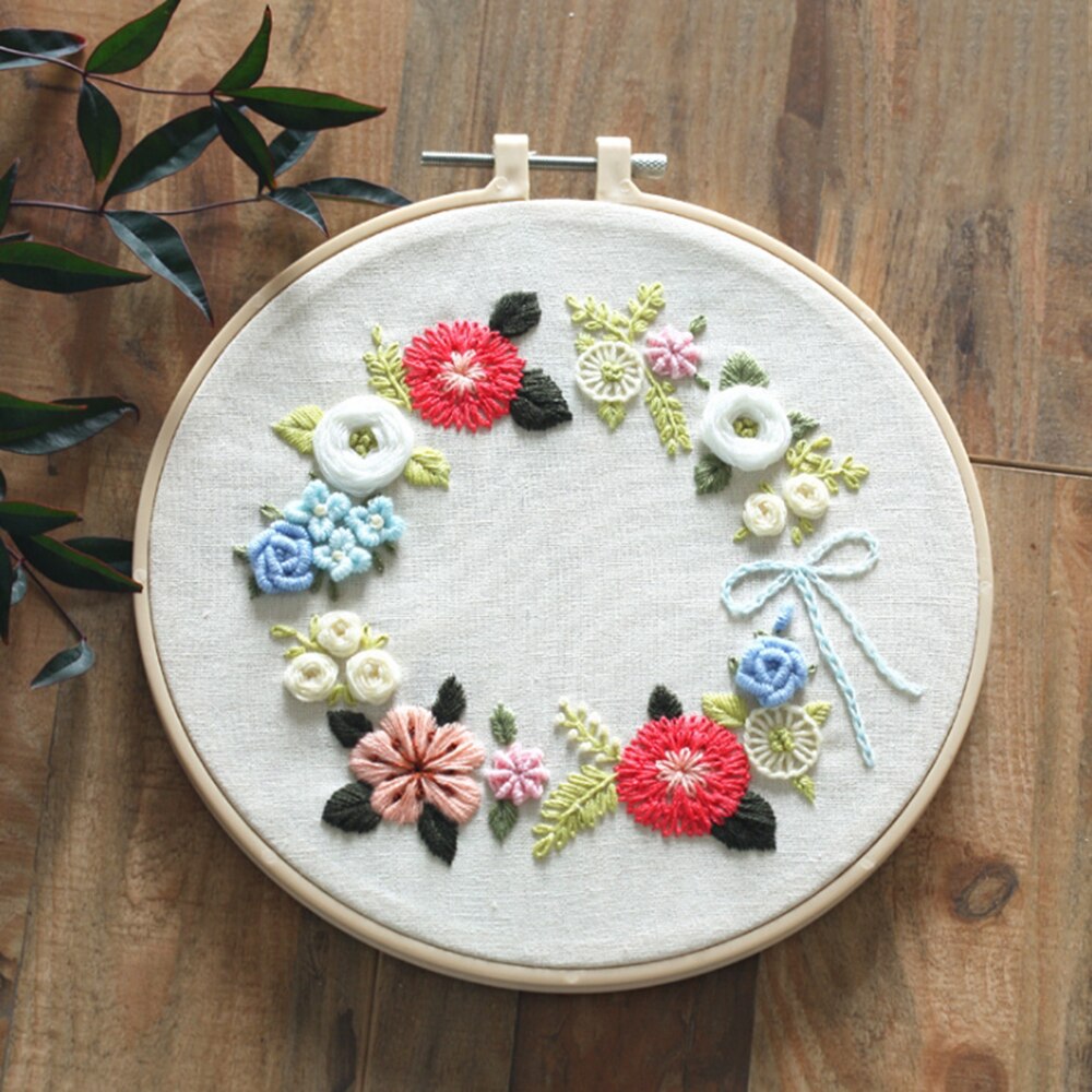 DIY Embroidery Flower Handwork Needlework for Beginner Cross Stitch Kit Ribbon Painting Embroidery Home Decoration: J050486A1