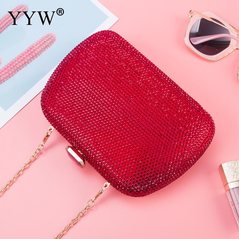 Red Clutch Bag Rhinestone Party Clutch Purse Girl Evening Clutches Girls Bag Mini Phone Purse Bolso Mujer: red
